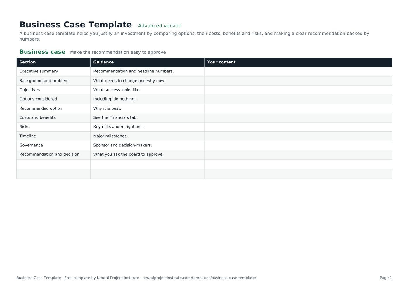 business case template
