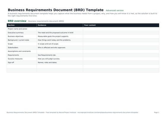 business requirements document template