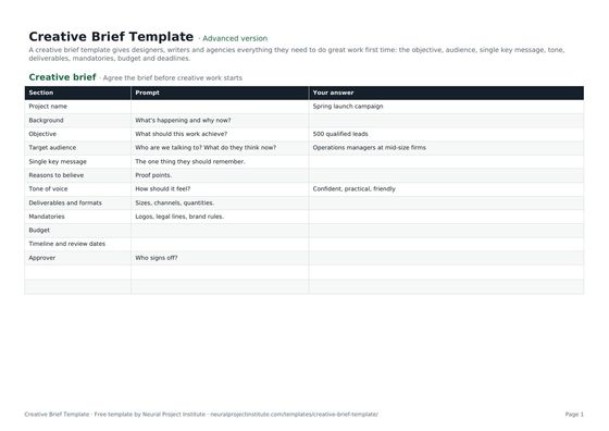 creative brief template