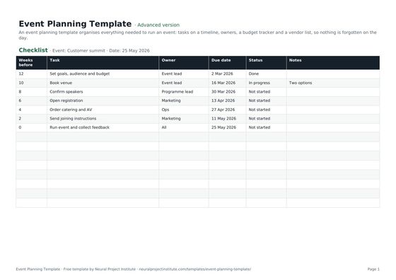 event planning template