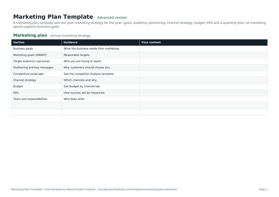 marketing plan template