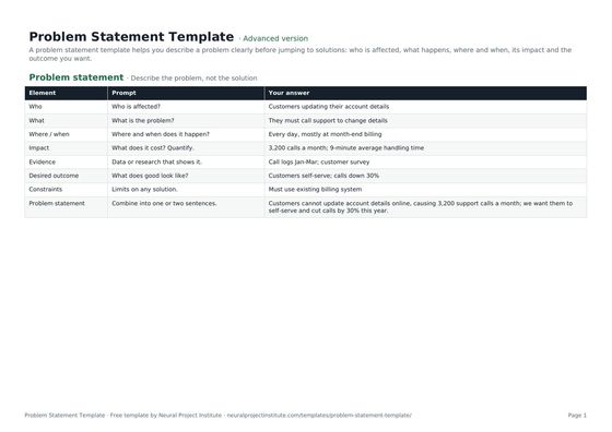 problem statement template