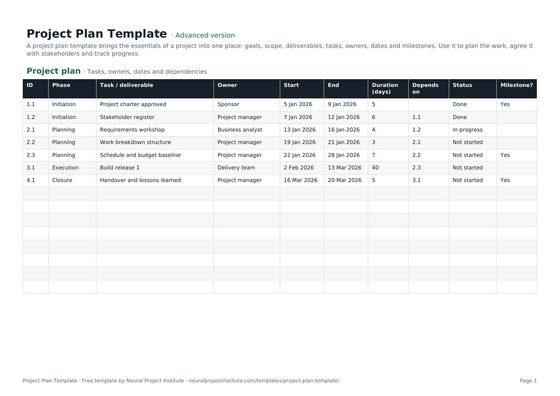 project plan template