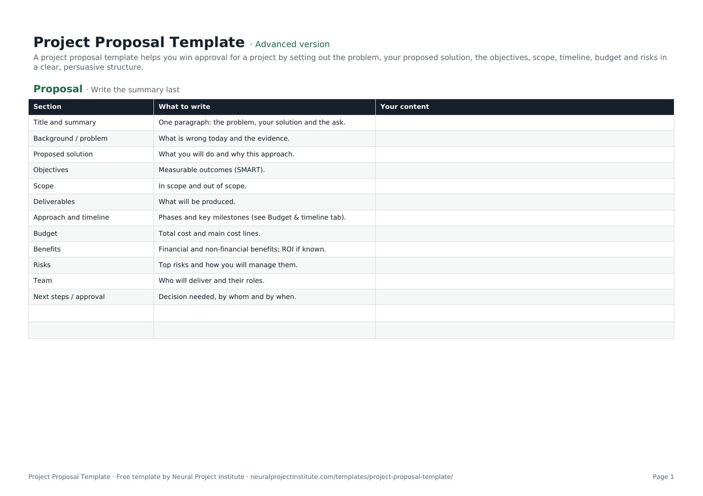 project proposal template