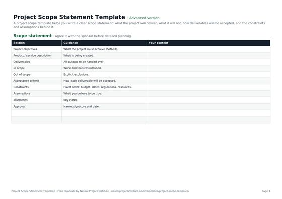 project scope template