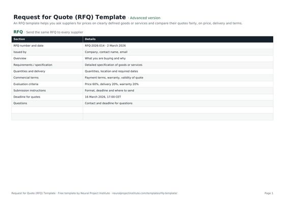 RFQ template