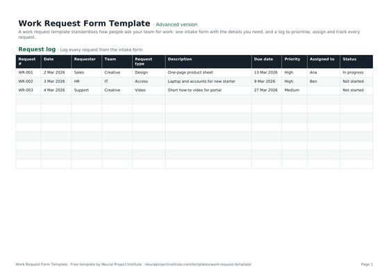 work request template